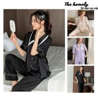 Bộ Pijama tay ngắn quần dài, lụa Ngoc Trai mềm mịn thoáng mát, (BN004) - Evy Design