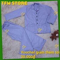 Bộ pijama trung niên trơn vải kate xước sang trọng (dài tay trơn), quần áo mặc nhà, bộ ngủ cho ông, cho bố -HàngVN