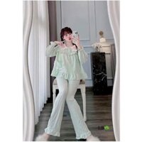 BỘ PIJZAMA ĐŨI GÂN MỀM MÁT CHARM THỎ TAY DÀI QUẦN DÀI FREESIZE 40-60kg