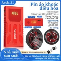 Bộ Pin Áo Điều Hòa Azukiil-2505 Gồm Pin 98.000mah 30V + 2 Quạt Gió 5 Cánh 18V + Sạc Full Box Hoạt Động 12- 24h
