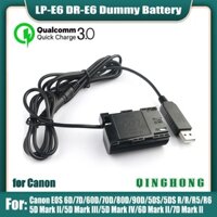 Bộ Pin Giả QC3.0 LP-E6 LP-E6N DR-E6 DC Cho Canon EOS 6D 7D 60D 70D 80D 90D 5DS R5 R6