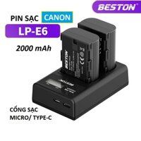 Bộ Pin LP-E6 2000mAh + Sạc Beston Dùng Cho Máy Ảnh Canon EOS 60D 70D 80D 90D 6D 7D 5D Mark IV 5DSR