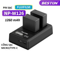 Bộ Pin NP-W126 1260mAh + Sạc Beston Dùng Cho Máy Ảnh Fujifilm X-T20 X-T10 X-T100 X100F X-H1 X-T3 X-T2 X-T1 X-A5 X-A3
