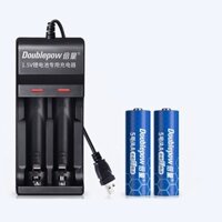 Bộ Pin Sạc 1.5V AA AAA Doublepow Li-ion Cao Cấp L151 - Bộ Sạc 2 Pin Tiểu AA / Pin Đũa AAA dùng cho thiết bị điện tử tro