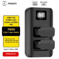 Bộ pin sạc Pisen FW50 ( 2 pin + Dock sạc đôi ) - Chính hãng