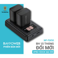 Bộ Pin sạc Sony NP-FW50 - Ravpower cho máy ảnh Sony NEX 3/5/7, Alpha A6000, A6300, A6400, A6500, A7....