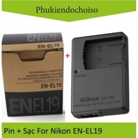 Bộ pin sạc thay thế 1 Pin 1 Sạc máy ảnh Nikon EN-EL19