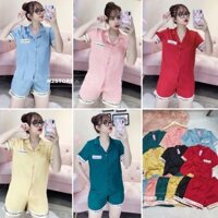 BỘ PIZAMA PHI LỤA QUẦN ĐÙI ÁO CỘC TAY Free size [45-60kg]