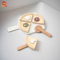 Bộ Pizza Gỗ Nhập Vai Chơi Gỗ Đồ Chơi Nấu Ăn Giáo Dục Giả Vờ Chơi Phụ Kiện Nhà Bếp Bé Gái Tuổi 3-8