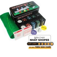 Bộ Poker Hộp Sắt Loại 100 và 200 chip có số (phỉnh poker) Hàng Nhập khẩu Cao Cấp