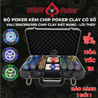 Bộ poker kèm chip poker có số cao cấp, phỉnh poker chips có số clay đất nung lõi thép Ngôi sao - 1996V Poker shop