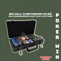 Bộ poker kèm chip poker có số cao cấp, phỉnh poker chips có số clay đất nung lõi thép Ngôi sao