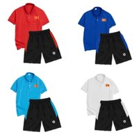 Bộ polo  5 màu, áo polo trơn in lưng VIỆT NAM , quần sooc thể thao phối theo màu áo trẻ trung năng động