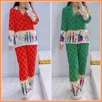 Bộ Pyjama Dài Tay Chất Lụa Mango Sam Luxury Lính Chì - Awi Sleepwear