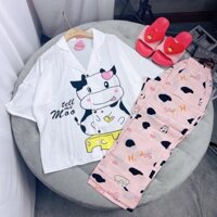 Bộ pỵjama hình bò sữa dáng cánh dơi tay thụng