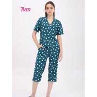 Bộ Pyjama lửng nữ ngắn tay B668 Tvm Luxury Homewear, chất liệu tole/lanh