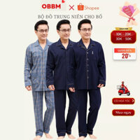 Bộ pyzama cho người già, bộ đồ mặc nhà cho ông và bố , cotton 100%, hàng đẹp_pyazama vải dài tay ông
