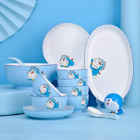 Bộ quà tặng bộ đồ ăn gốm Doraemon, quà tặng nhà cho người khác, quà tân gia, mèo Ding Dong chính hãng
