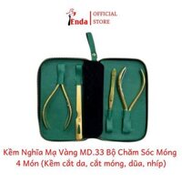 Bộ quà tặng cao cấp Kềm Nghĩa MD32 mạ vàng 24K bộ 4 món kềm cắt da cắt móng dũa nhíp- EN257