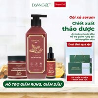 Bộ quà tặng dầu gội thảo dược hỗ trợ giảm dầu DANNGOC (Dầu gội+ Kem xả+ Serum+Hộp túi quà)