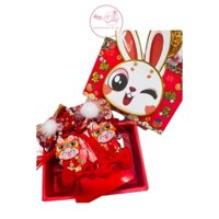 Bộ Quà Tặng Kẹp Tóc Nơ Đỏ Mừng Năm Mới Đáng Yêu- Shop Thỏ -Chính Hãng- Chất Lượng