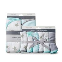 Bộ quà tặng khăn trùm đầu Little Linen Company 2 chiếc & máy giặt Starlight Teal