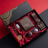 Bộ Quà Tặng Kinh Doanh Đồng Hồ Nam Kính Mát Dây Da Ví Bút Móc Khóa Bút Hộp Quà Tặng 25.3.25