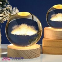 Bộ Quà Tặng Quả Cầu Pha Lê 3D LED Đám Mây Nhật (tặng đế đèn + hộp quà)