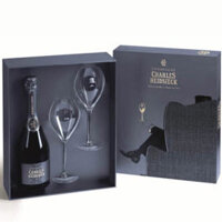 Bộ quà tặng rượu Champagne Charles Heidsieck giftbox kèm 2 ly uống với 12%vol nhập khẩu Pháp nguyên thùng