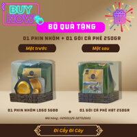 Bộ Quà Tặng SET02- Màu Xanh Lá Cây - 01 phin nhôm 01gói cà phê hạt 250gr