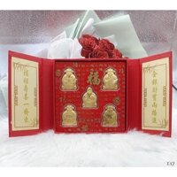 Bộ quà tặng tết Ngũ Phúc Lâm Môn mạ vàng may mắn, vượng tài.
