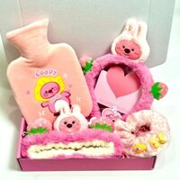 Bộ Quà Tặng Túi Chườm Bụng Nóng Lạnh Ngày Dâu Phiên Bản Loopy 500ml Kèm Thiệp Đèn Hộp Rơm