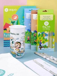 Bộ Quà Tặng Xanh Từ Thiên Nhiên (Ống Hút Tự Nhiên, Ly Sứ, Túi Sinh Thái & Bút Chì Mầm Cây) Equo