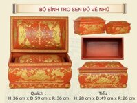 Bộ Quách Tiểu Bình Tro Sen đỏ vẽ Nhũ
