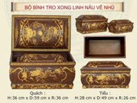 Bộ Quách Tiểu Bình Tro Xong Linh Nâu Vẽ Nhũ