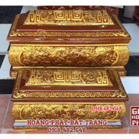 Bộ quách tiểu sứ Bát Tràng men hoàng thổ vẽ tứ linh nhũ vàng QTTL10