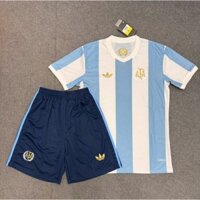 Bộ quần áo Argentina - in Tên số. Màu Sắc Trắng Sọc Bản Kỉ Niệm, Logo Thêu, vải FEX Thái Lưới 2025