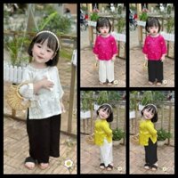 Bộ Quần Áo Bà Ba Lụa Satin Mềm Mịn Cho Bé Gái 10-30kg