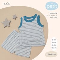 Bộ Quần Áo Ba Lỗ Kẻ Ngang Nous Màu Xanh Lá Chất Liệu Nu Petit (Size Từ 6-9 Tháng Đến 18-24 Tháng)
