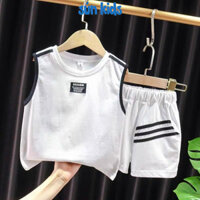 Bộ Quần Áo Ba Lỗ Mùa Hè Bé Trai Kẻ Sọc Chất Cotton Cực Mát, Bộ Cộc Tay Cho Bé Từ 8-27Kg – BBL01