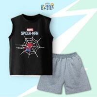 Bộ quần áo ba lỗ siêu nhân SPIDER MAN, đồ bộ ba lỗ chất COTTON, thoáng mát, co giãn 4 chiều cho các bé từ 10-32kg