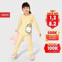 Bộ quần áo bé gái CANIFA áo cổ bèo dài tay quần dài in hình Helly Kitty 1LS22W016