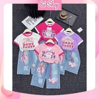 Bộ quần áo bé gái CS726, bộ quần áo Bb3 ,4 màu quần jean kèm dây cho bé gái