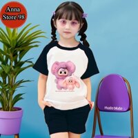 Bộ quần áo bé gái in hình baby three - Set đồ bé gái cân nặng từ 15-40kg- Anna Store