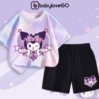 Bộ quần áo bé gái in hình KUROMI mẫu mới 2024 bộ thun ngắn tay cho bé BabyloveGO BY-RM07