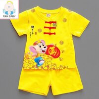 Bộ quần áo bé mặt đi chơi đi lễ nút tàu In hình chuột micky dễ thương vải dày dặn co giãn thấm hút mồ hôi tốt không ra màu hình in rõ nét hàng bán shop