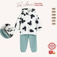 Bộ quần áo bé trai chính hãng HM đồ bộ nỉ bông Mickey xanh cho bé 6 tháng đến 4 tuổi - FUJI AUTHENTIC