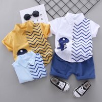 Bộ Quần Áo Bé Trai Mùa Hè Cotton Khủng Long Trẻ Em Áo Thun + Quần Short Phù Hợp Với Trẻ Tập Đi Trang Phục 1 2 3 4 Tuổi Quần Áo Bé Trai Trang Phục Trẻ Em