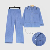 Bộ quần áo bệnh nhân dài tay, bộ nam pijama trung niên vải thoáng mát