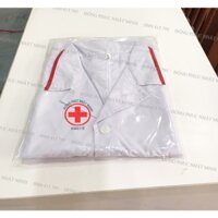 Bộ quần áo blouse trắng viền đỏ đô nữ tính cho điều dưỡng, y tá, dược sỹ, thẩm mỹ viện, spa